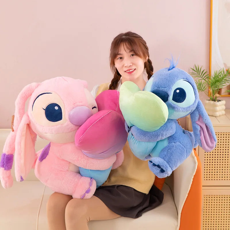 2025 New Cute Valentine'S Day Heart-Wrenching Stitch Series Plush Toys Hugging Flowers Stitch Blue Pink Stitch Birthday Gift