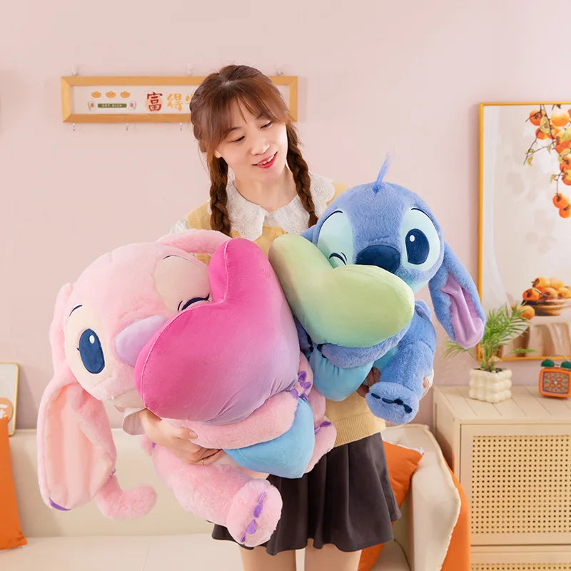 2025 New Cute Valentine'S Day Heart-Wrenching Stitch Series Plush Toys Hugging Flowers Stitch Blue Pink Stitch Birthday Gift