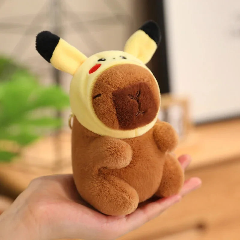 24 Styles Capybara Cosplay Pikachu Plush Toy Capibala Pendant Keychain Disney Stitch Sanrio Kuromi Stuffed Doll Bag Decor Gift