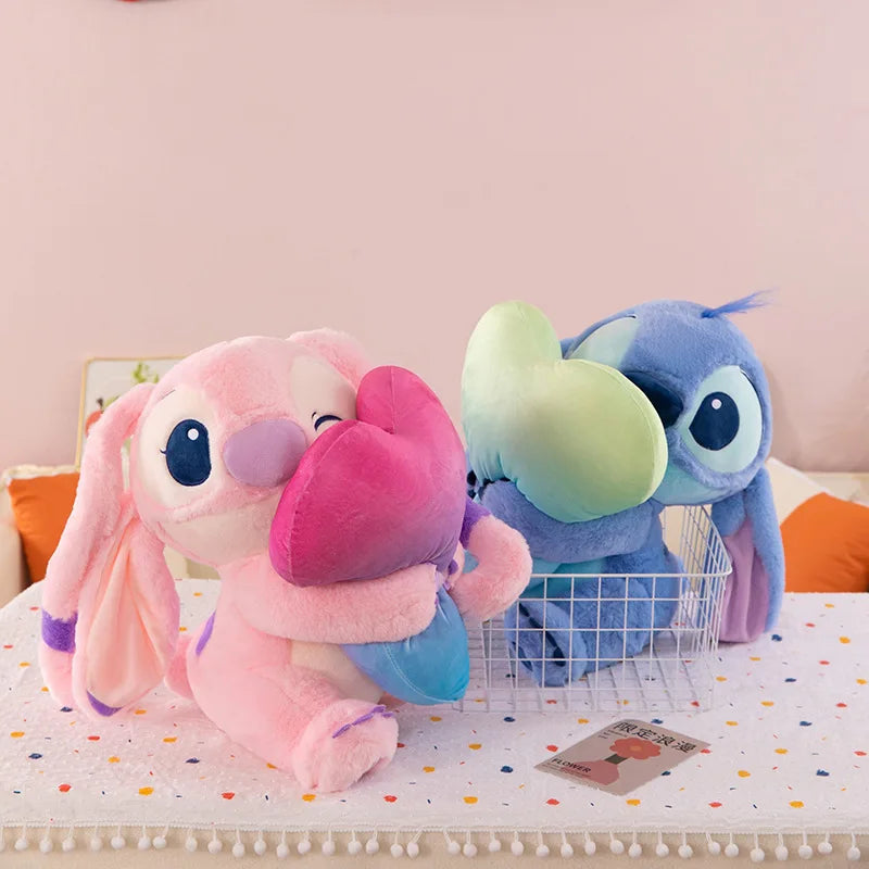2025 New Cute Valentine'S Day Heart-Wrenching Stitch Series Plush Toys Hugging Flowers Stitch Blue Pink Stitch Birthday Gift